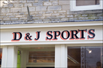 Signwritten DJ Sports Shop Front